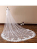 White Vintage Lace Wedding Veil Cathedral Bridal Single Tier Veil With Metal Comb